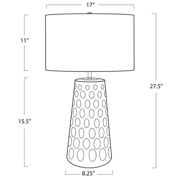 Kelvin Ceramic Table Lamp (Black) Line Drawing